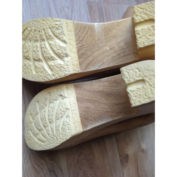 No 6 Pull On Shearling High Boot Wool Lined Wooden Clogs Womens 40 Honey - Picture 11 of 12
